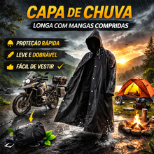 Carregar imagem no visualizador da galeria, Capa impermeável longa com mangas compridas