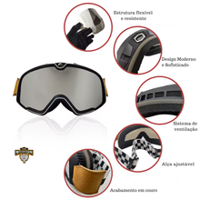 Carregar imagem no visualizador da galeria, óculos retrô para motocicleta;
óculos para moto vintage;
óculos retrô moto;
óculos motocross retrô;
óculos café racer;
óculos para moto com proteção uv;
óculos para motocross;
óculos para trilha moto;
óculos para atv;
óculos para mtb;
óculos de proteção para moto;
óculos com lente de policarbonato;
óculos com proteção solar uv;
óculos para capacete;