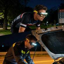 Carregar imagem no visualizador da galeria, Óculos LED Farol Motociclista Recarregável - 5 Modos + Sensor de Movimento