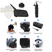 Carregar imagem no visualizador da galeria, Intercomunicador V6 Ejeas Pro para Capacete com Bluetooth para moto