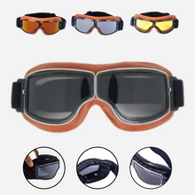 Carregar imagem no visualizador da galeria, Óculos Proteção Motociclista Vintage Dobravel de Couro