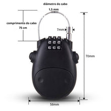 Carregar imagem no visualizador da galeria, Trava Cadeado para capacete com segredo