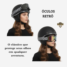 Carregar imagem no visualizador da galeria, óculos retrô para motocicleta;
óculos para moto vintage;
óculos retrô moto;
óculos motocross retrô;
óculos café racer;
óculos para moto com proteção uv;
óculos para motocross;
óculos para trilha moto;
óculos para atv;
óculos para mtb;
óculos de proteção para moto;
óculos com lente de policarbonato;
óculos com proteção solar uv;
óculos para capacete;
