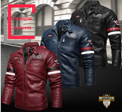 Jaqueta Couro Motociclista Masculina Inverno Bordada