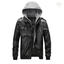 Carregar imagem no visualizador da galeria, Jaqueta de Couro Inverno com Capuz Removível

