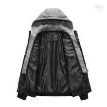 Carregar imagem no visualizador da galeria, Jaqueta de Couro Inverno com Capuz Removível
