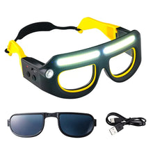 Carregar imagem no visualizador da galeria, Óculos LED Farol Motociclista Recarregável - 5 Modos + Sensor de Movimento
