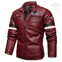 Carregar imagem no visualizador da galeria, Jaqueta Couro Motociclista Masculina Inverno Bordada
