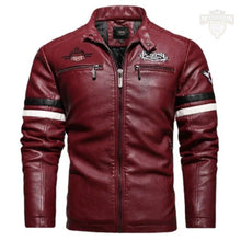 Carregar imagem no visualizador da galeria, Jaqueta Couro Motociclista Masculina Inverno Bordada

