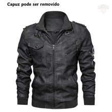 Carregar imagem no visualizador da galeria, Jaqueta de Couro Inverno com Capuz Removível
