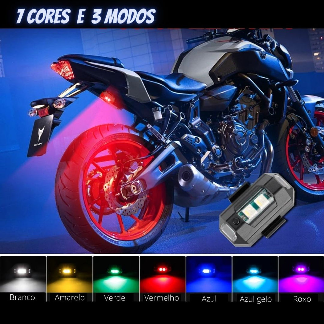 Universal LED Luz de Aviso Anti-colisão para Moto 7 cores