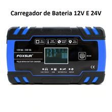 Carregar imagem no visualizador da galeria, Carregador de Bateria Moto Inteligente 12V/24V 8A Automático.
